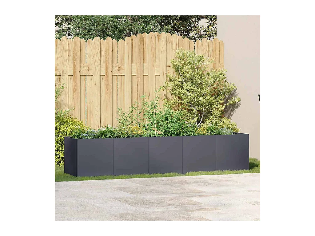Jardinière anthracite 200x40x40 cm acier laminé à froid