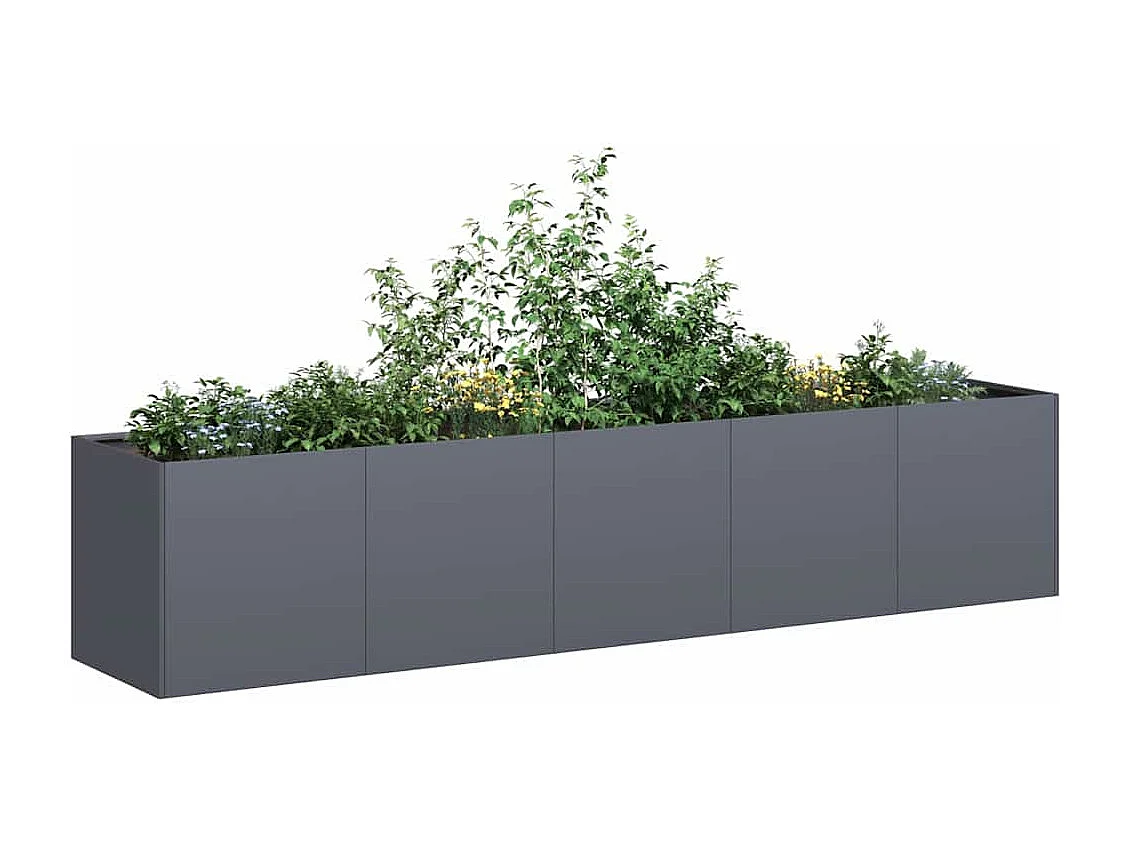 Jardinière anthracite 200x40x40 cm acier laminé à froid