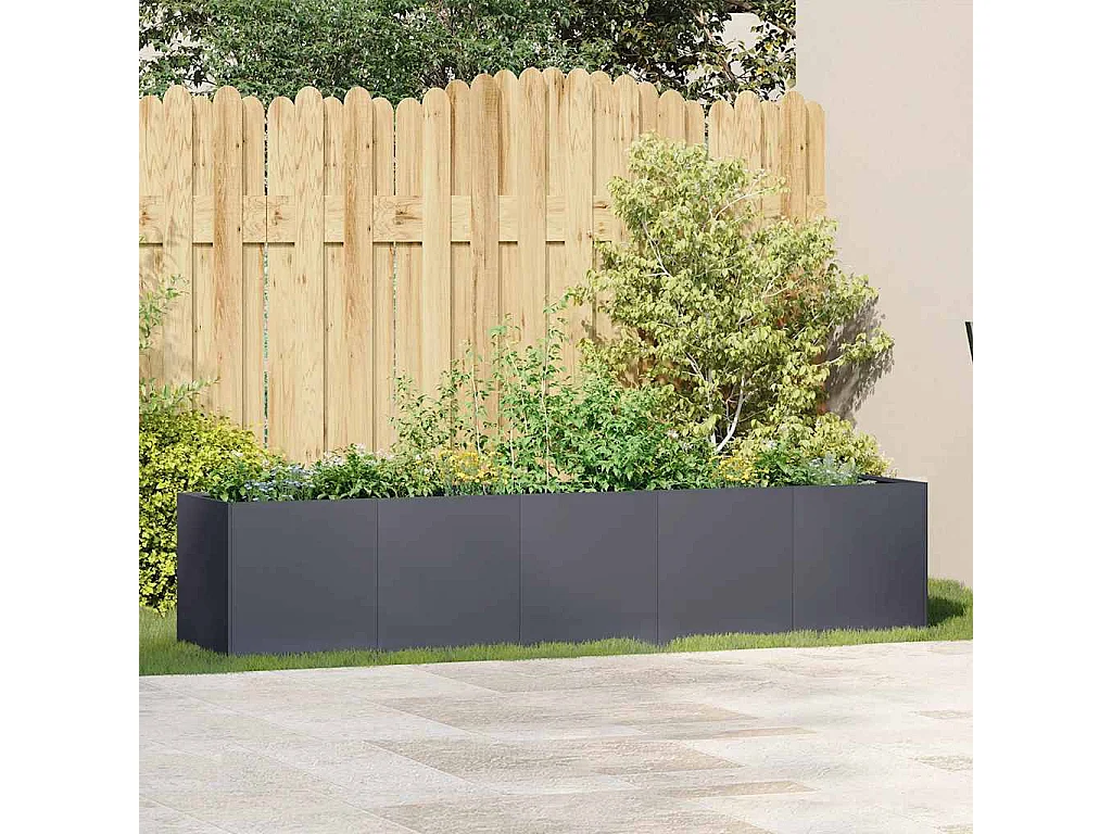 Jardinière anthracite 200x40x40 cm acier laminé à froid