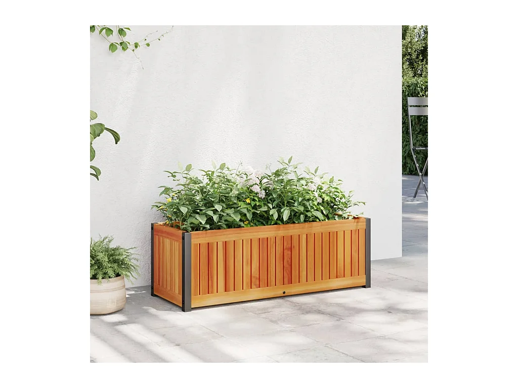 Jardinière 80x30x27,5 cm bois massif d'acacia et acier