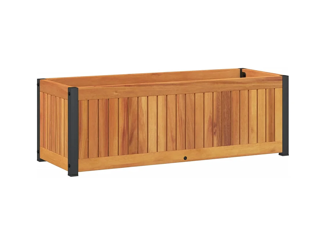 Jardinière 80x30x27,5 cm bois massif d'acacia et acier