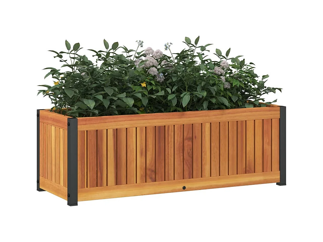 Jardinière 80x30x27,5 cm bois massif d'acacia et acier