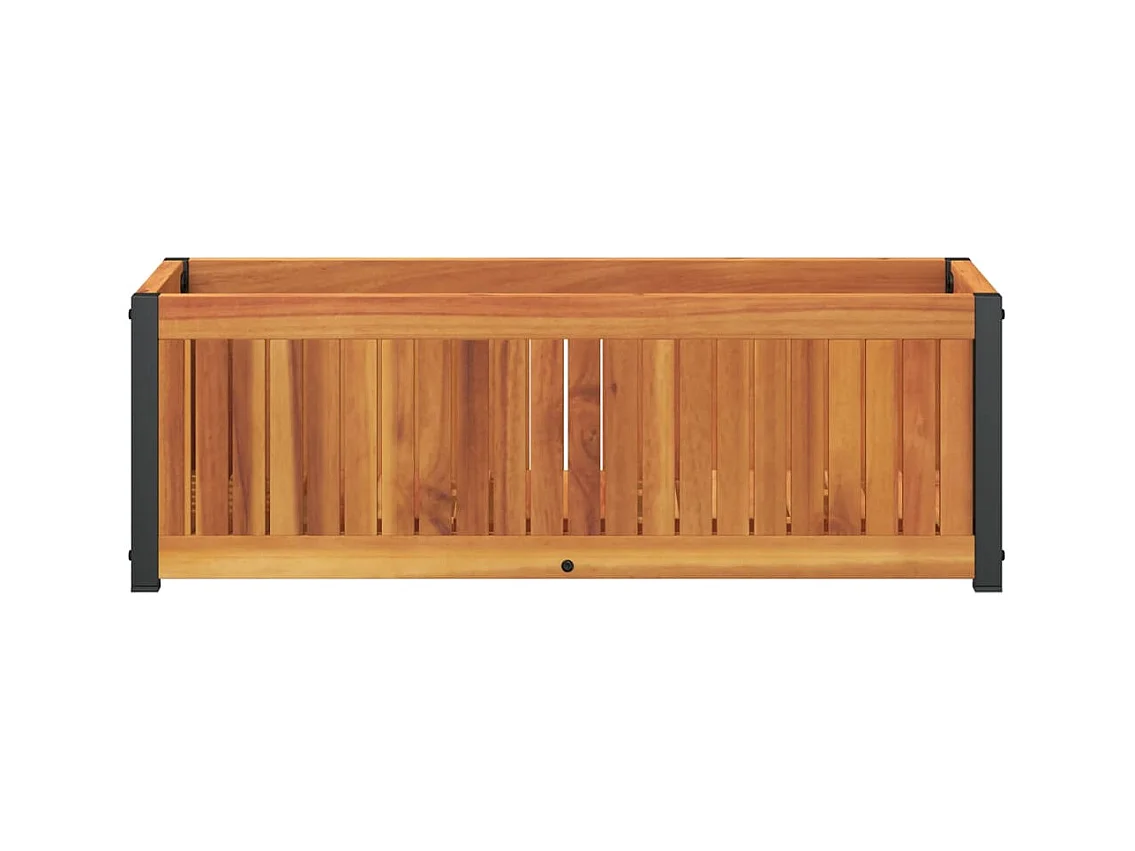 Jardinière 80x30x27,5 cm bois massif d'acacia et acier