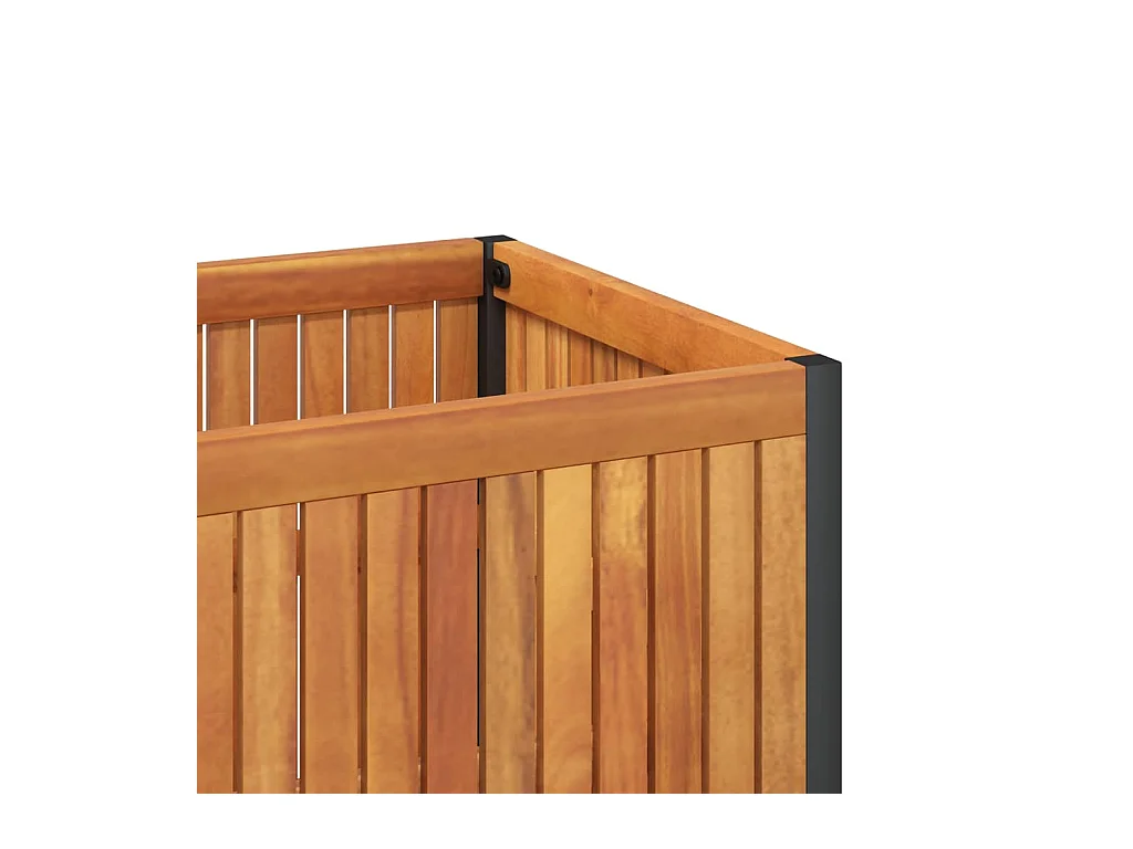 Jardinière 80x30x27,5 cm bois massif d'acacia et acier