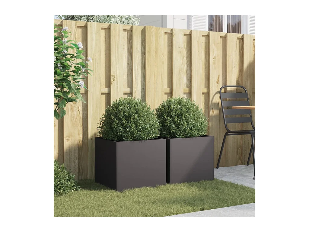 Fioriere 2 pz nere 42x40x39 cm acciaio