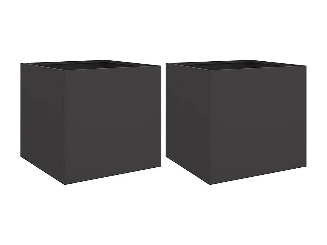 Fioriere 2 pz nere 42x40x39 cm acciaio