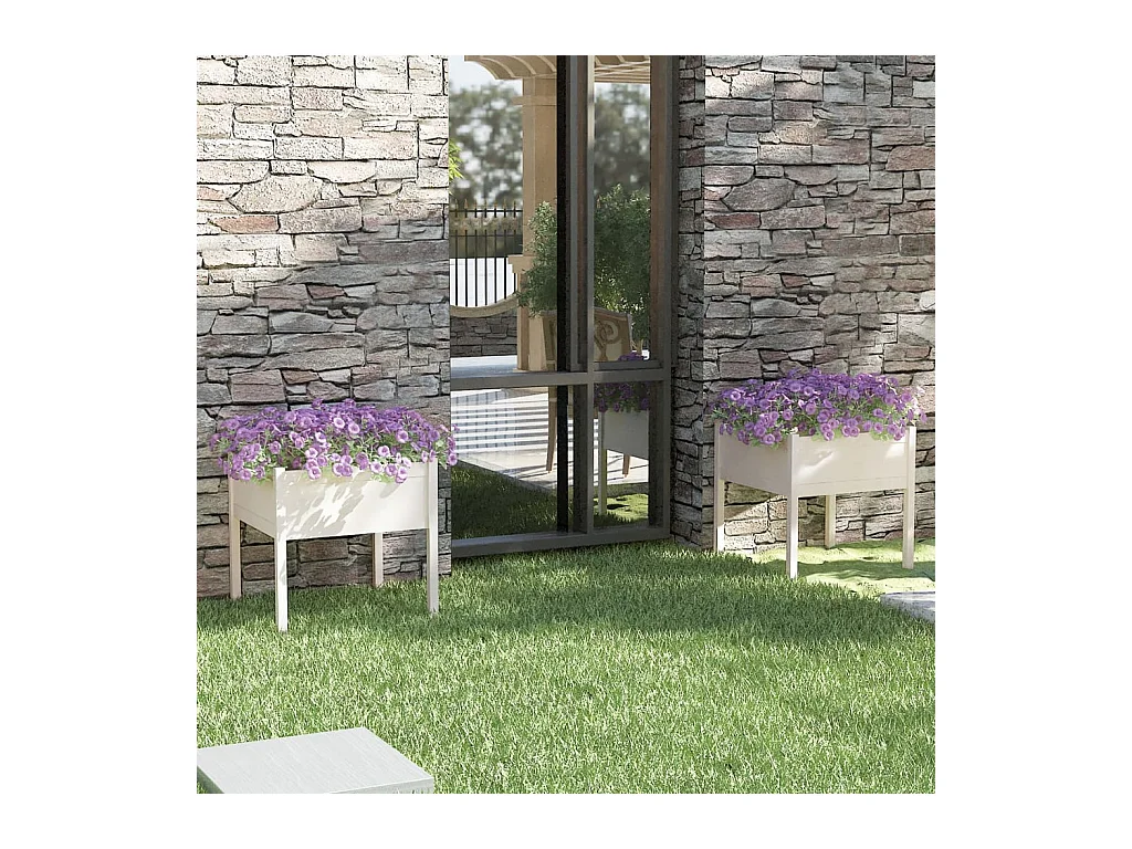 Jardinières 2 pcs Blanc 70x70x70 cm Bois de pin massif