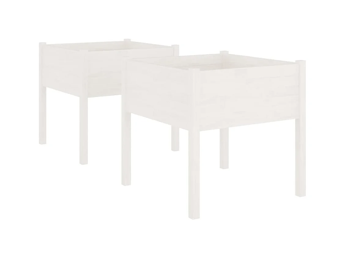 Jardinières 2 pcs Blanc 70x70x70 cm Bois de pin massif
