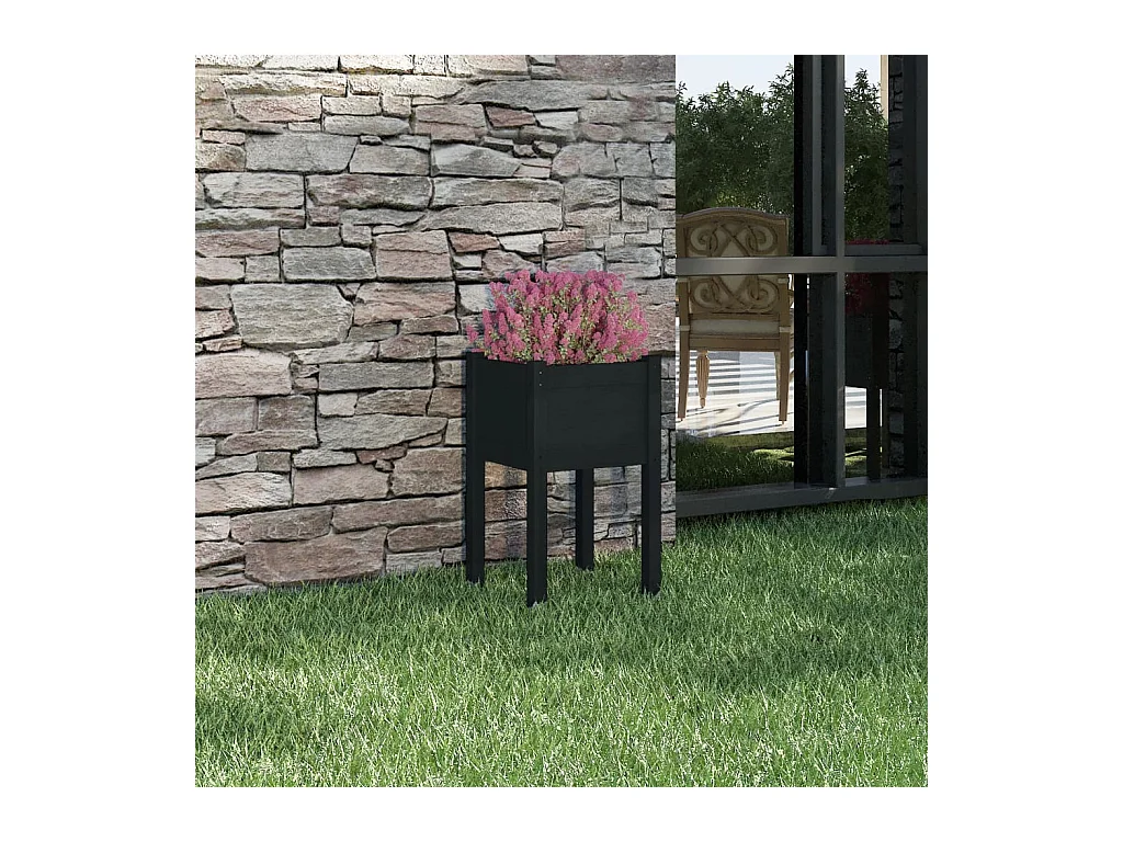 Jardinière d'extérieur Noir 40x40x70 cm Bois de pin massif
