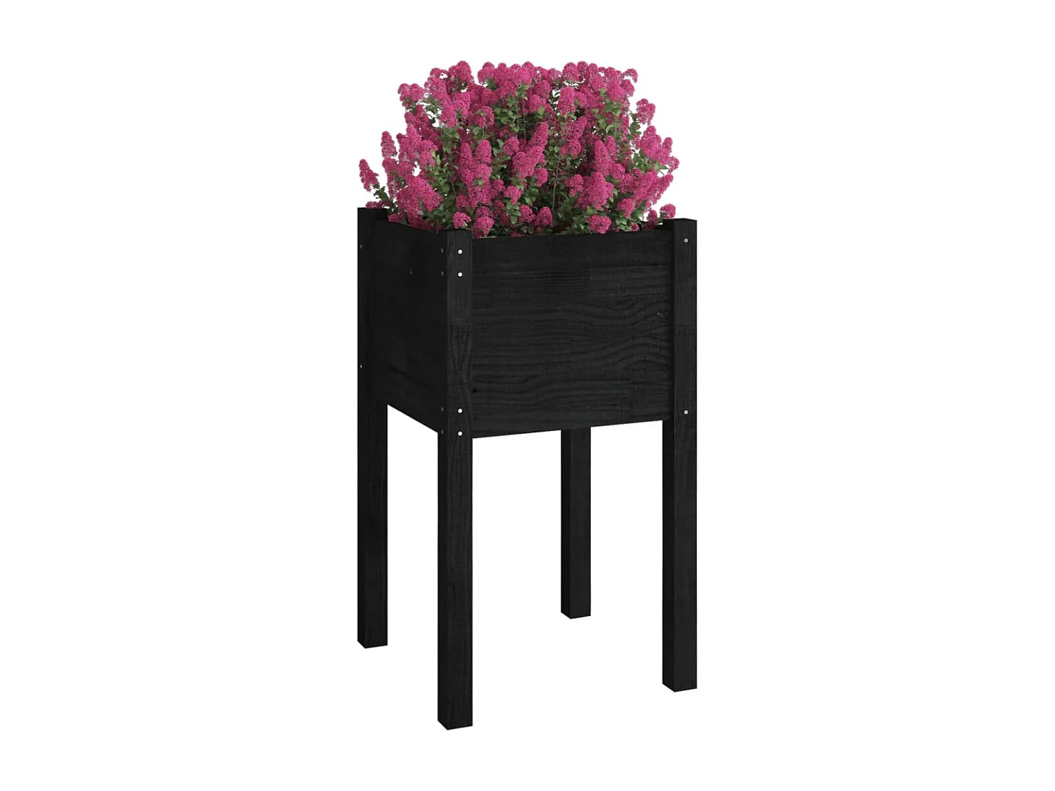 Jardinière d'extérieur Noir 40x40x70 cm Bois de pin massif