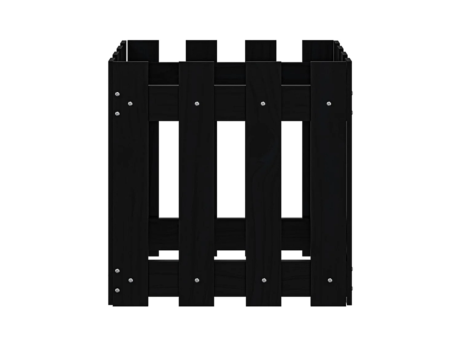 Jardinière avec design de clôture noir 40x40x40 cm pin massif