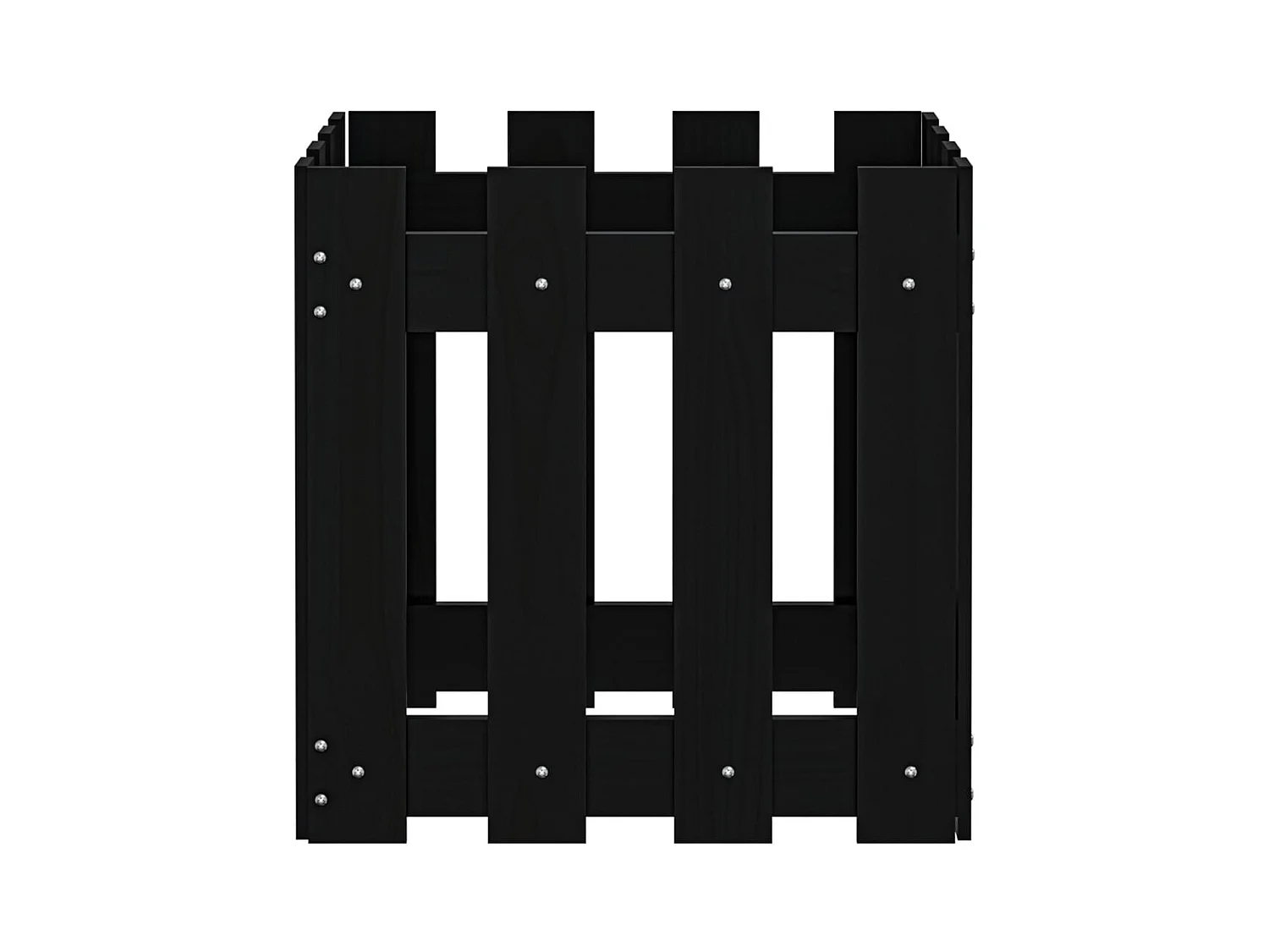 Jardinière avec design de clôture noir 40x40x40 cm pin massif