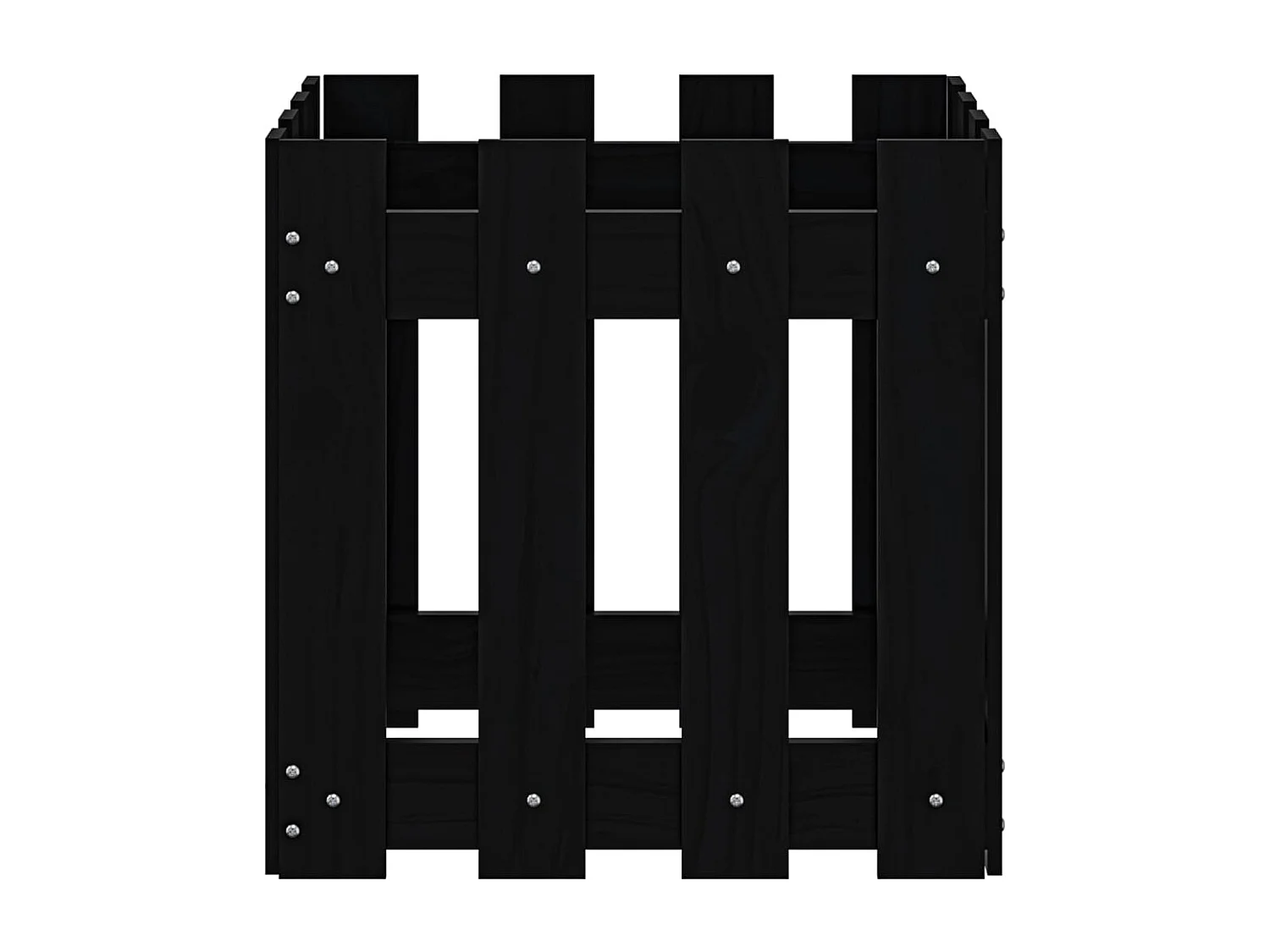 Jardinière avec design de clôture noir 40x40x40 cm pin massif