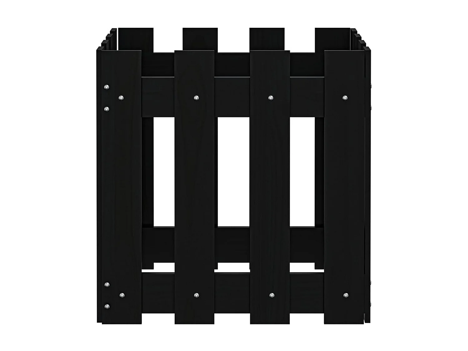Jardinière avec design de clôture noir 40x40x40 cm pin massif