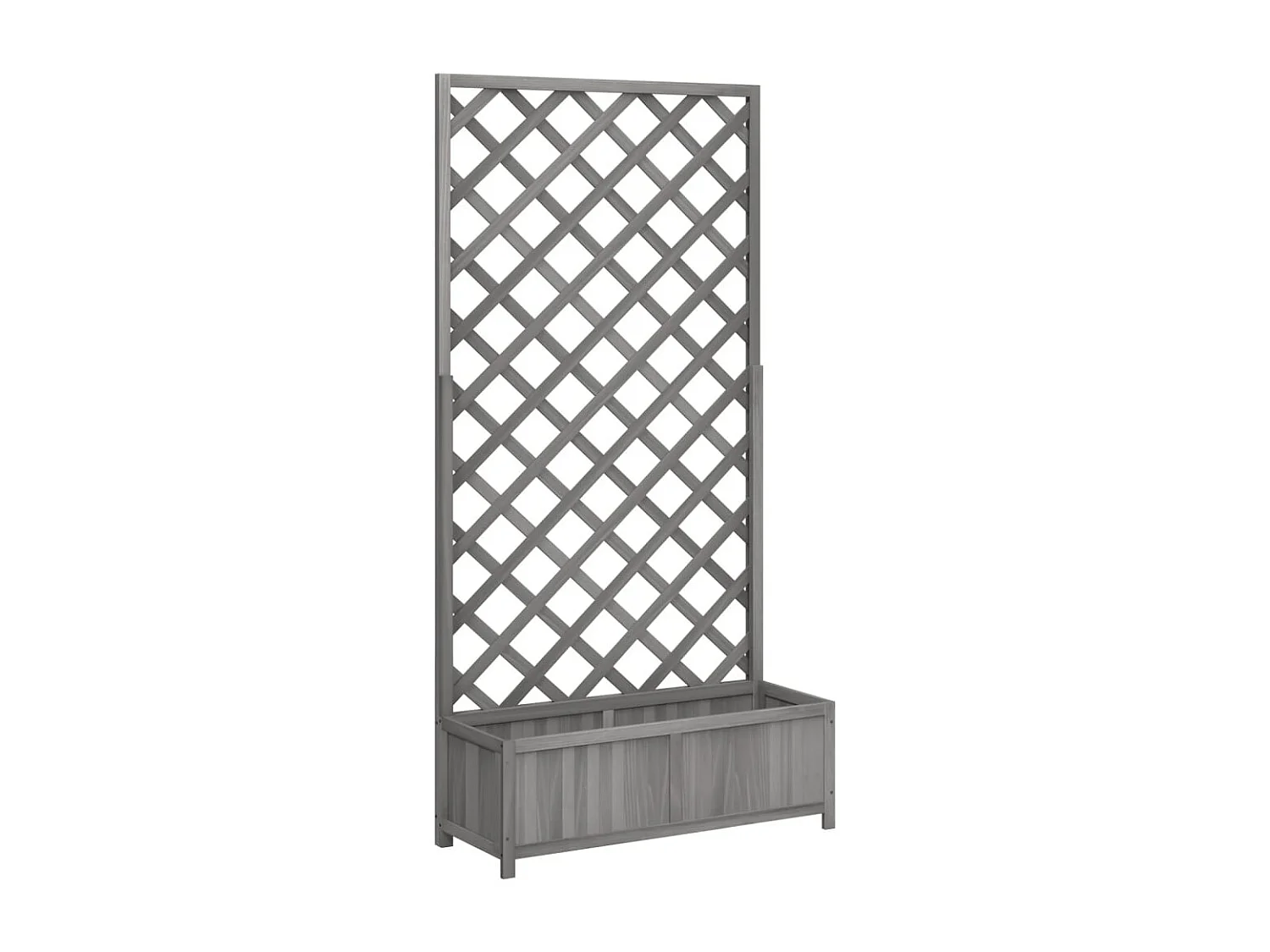 Jardinera con enrejado gris de madera maciza de abeto