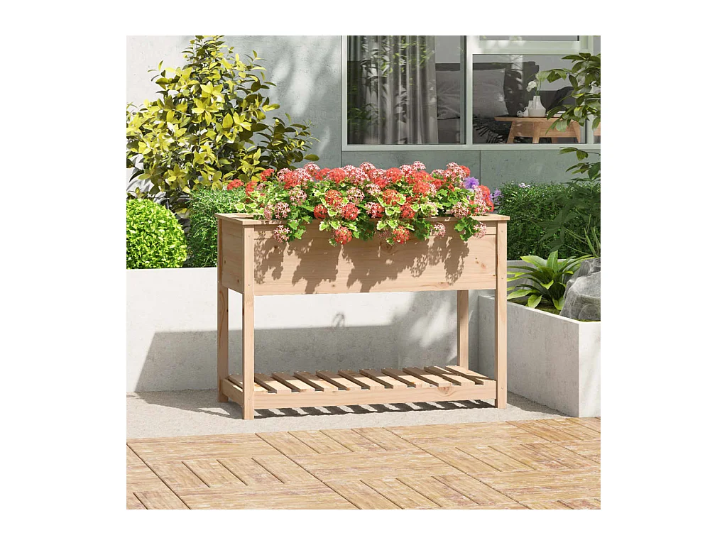 Jardinière avec étagère 111,5x54x81 cm Bois massif de pin