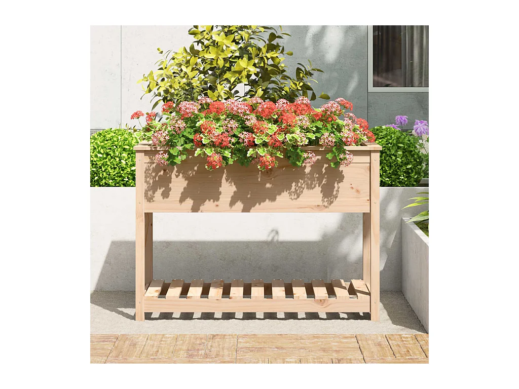 Jardinière avec étagère 111,5x54x81 cm Bois massif de pin