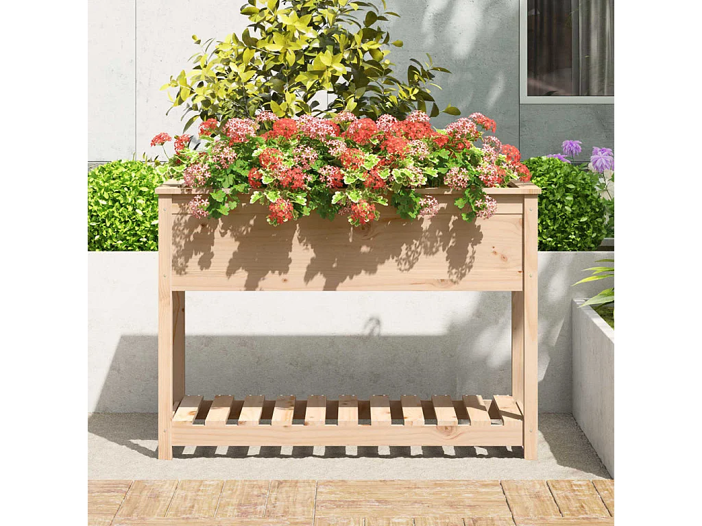 Jardinière avec étagère 111,5x54x81 cm Bois massif de pin