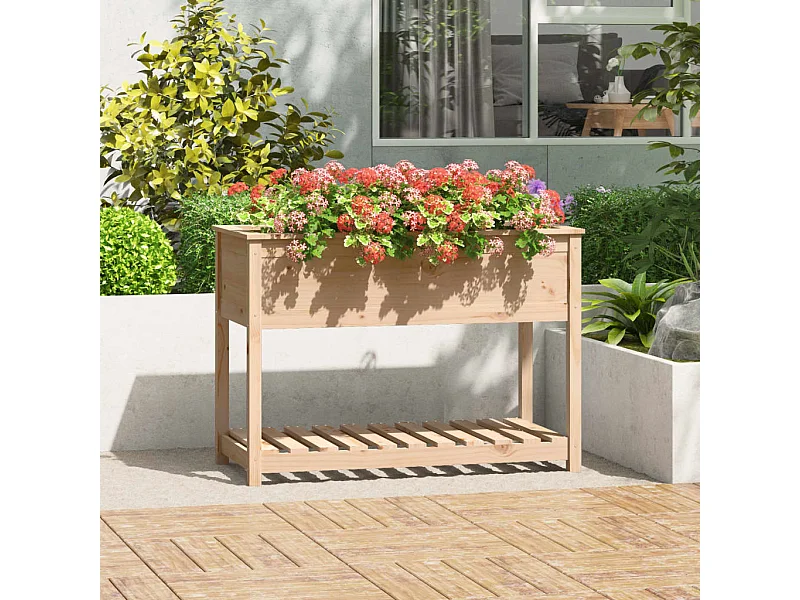 Jardinière avec étagère 111,5x54x81 cm Bois massif de pin