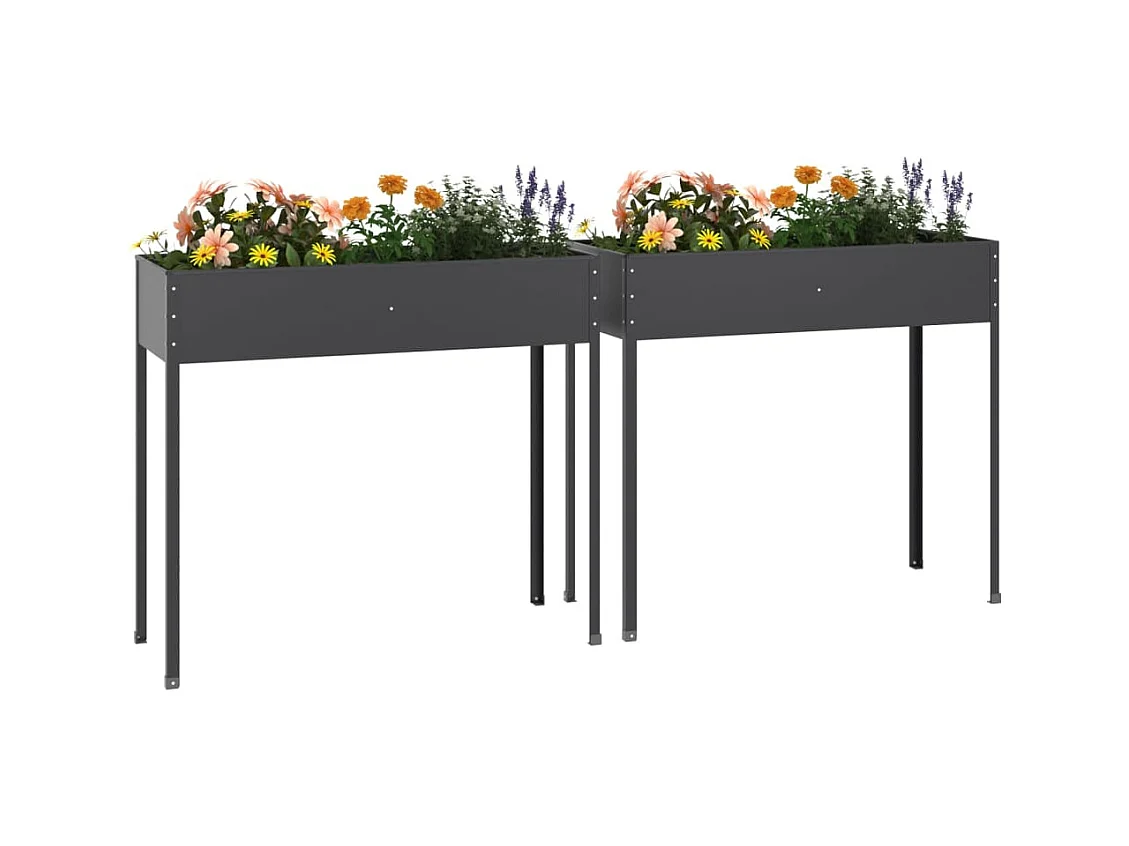 Plantenbakken 2 stuks Antraciet Gegalvaniseerd staal