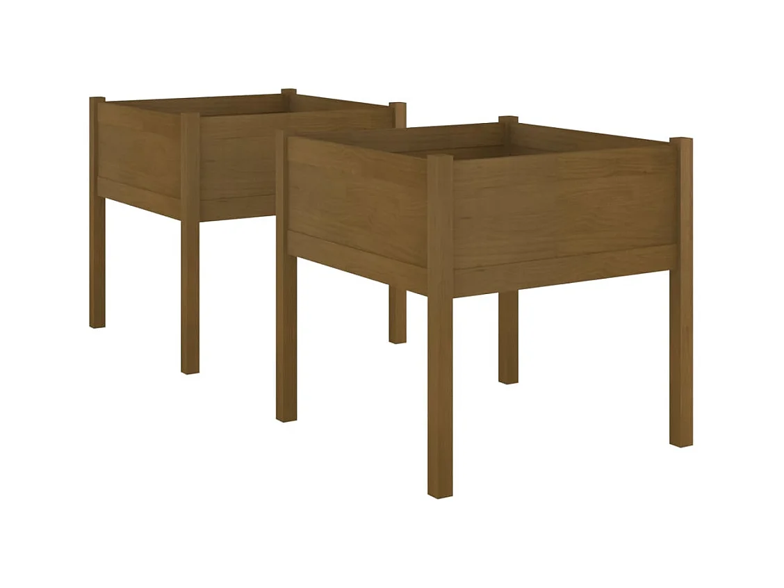 Plantenbakken 2 stuks Honingbruin 70x70x70 cm Massief grenenhout