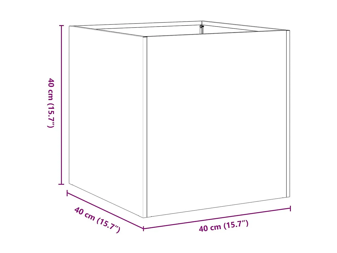 Jardinière anthracite 40x40x40 cm acier laminé à froid