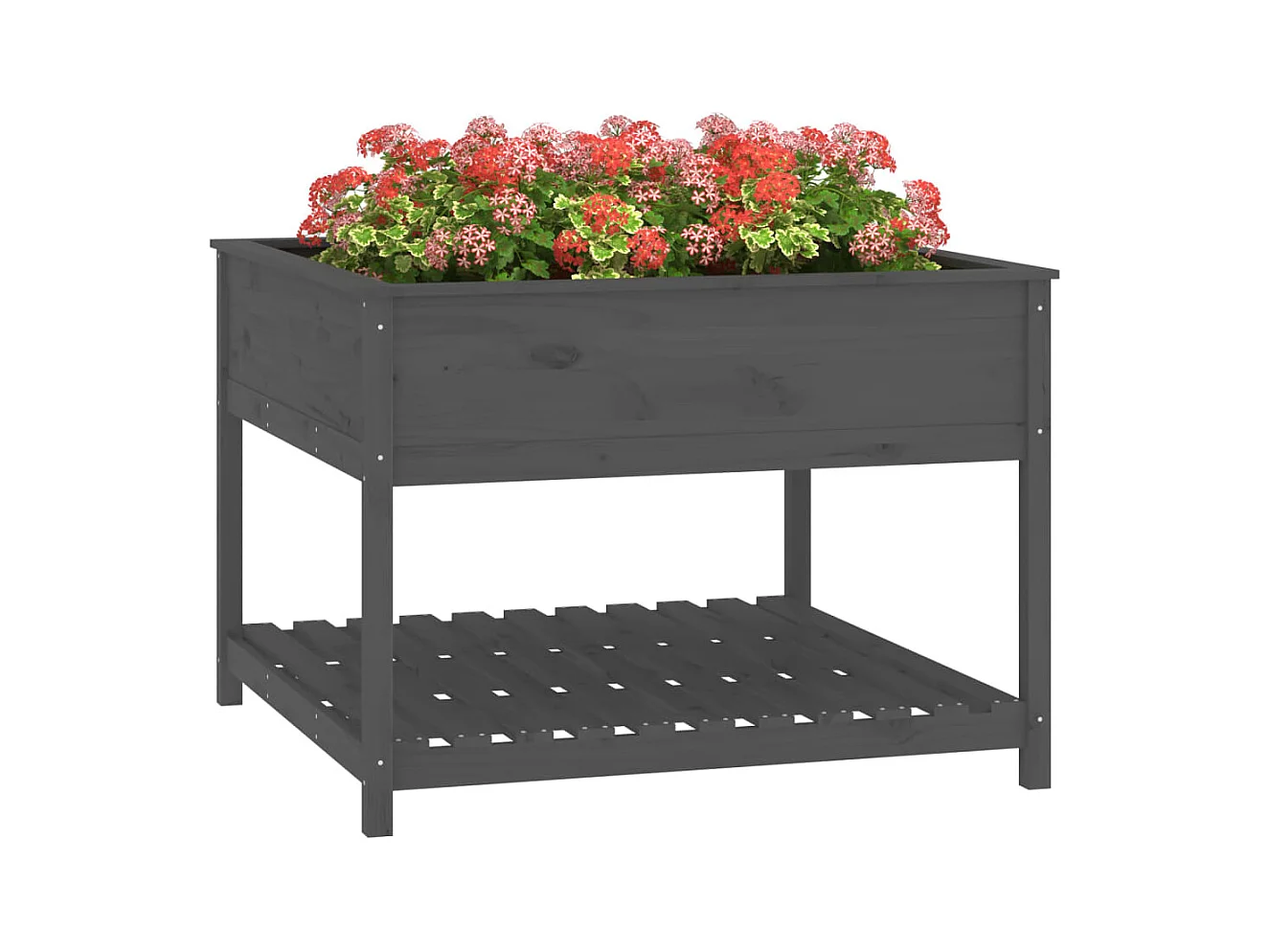 Jardinière et étagère Gris 111,5x111,5x81 cm Bois massif de pin