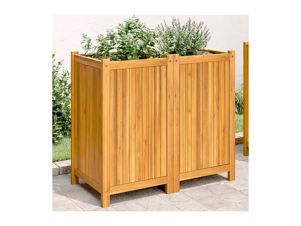 Plantenbak met binnenbak 84x42x75 cm massief acaciahout