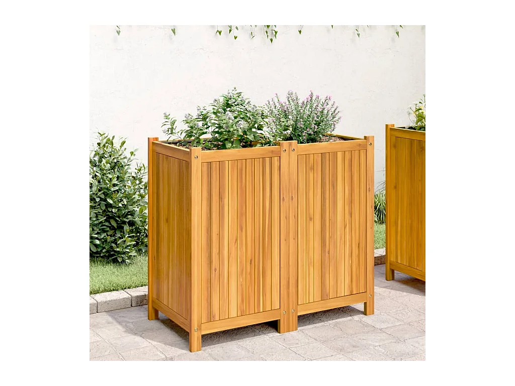 Plantenbak met binnenbak 84x42x75 cm massief acaciahout