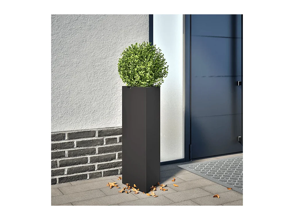 Zwarte driehoekige plantenbak 30x26x75 cm staal