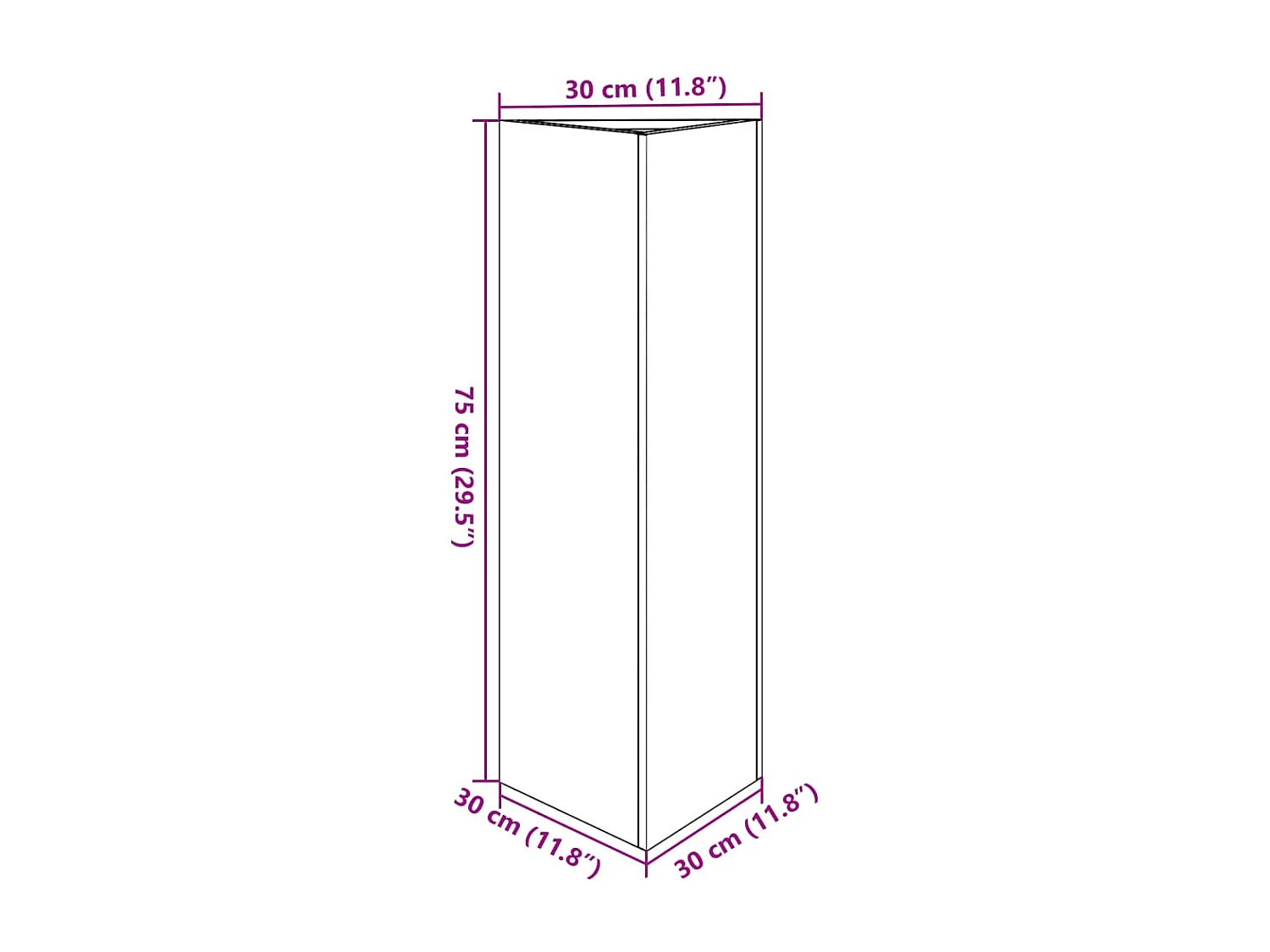 Zwarte driehoekige plantenbak 30x26x75 cm staal