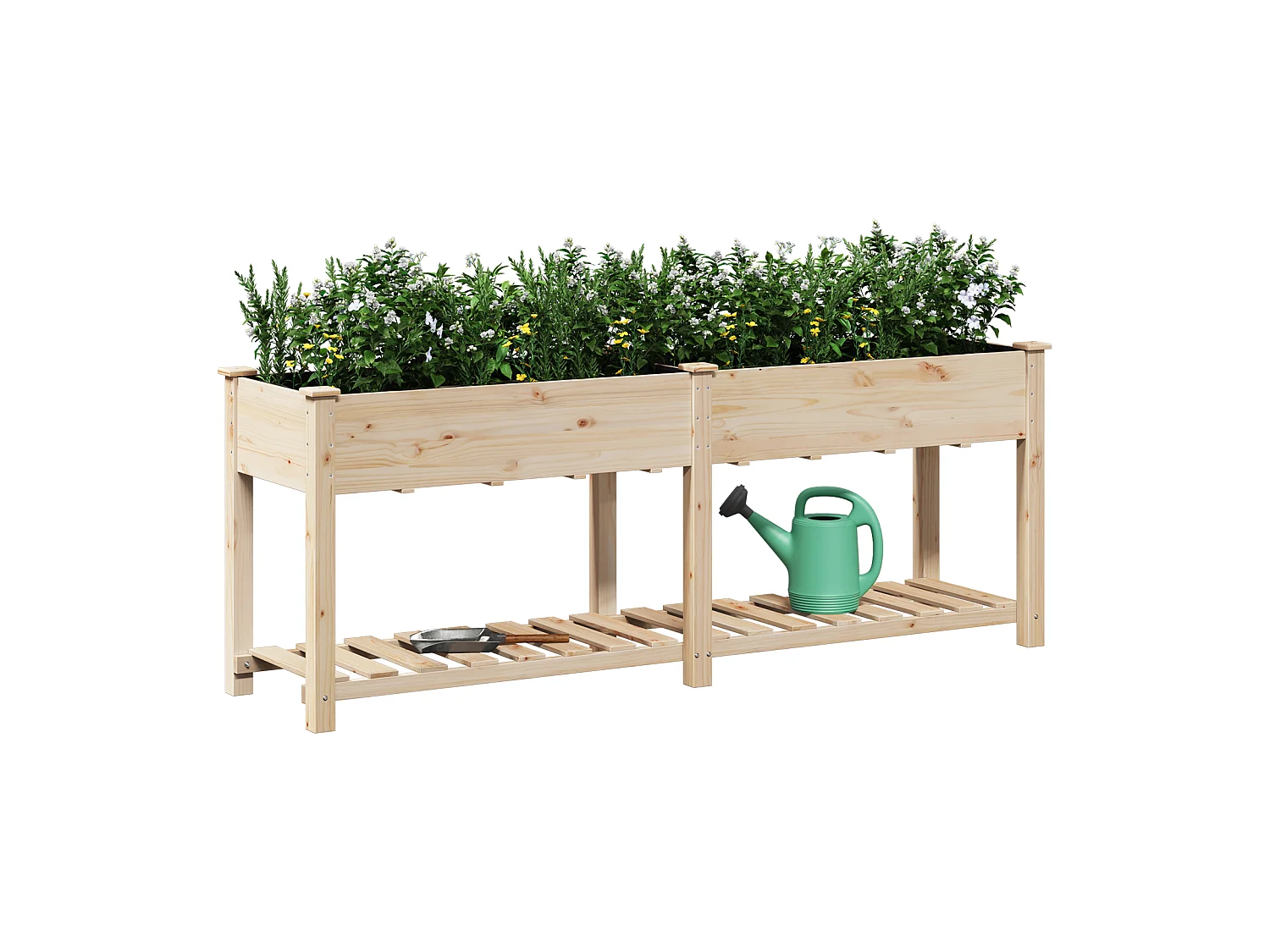 Jardinière avec étagère 203x53x76 cm en bois massif de sapin