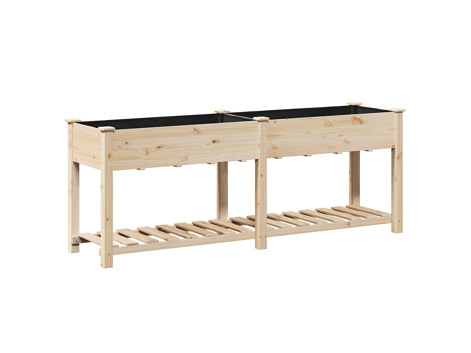 Plantenbak met plank 203x53x76 cm van massief dennenhout