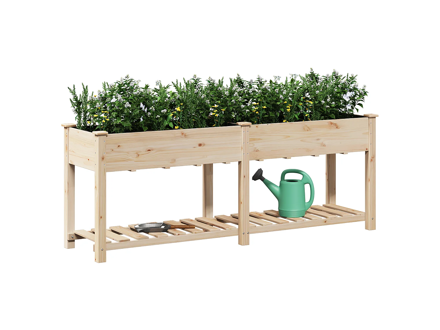 Plantenbak met plank 203x53x76 cm van massief dennenhout