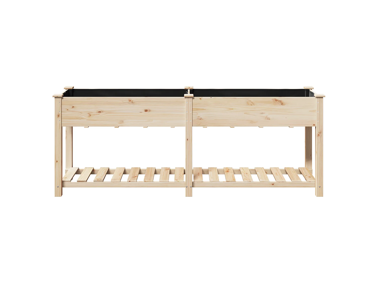 Plantenbak met plank 203x53x76 cm van massief dennenhout