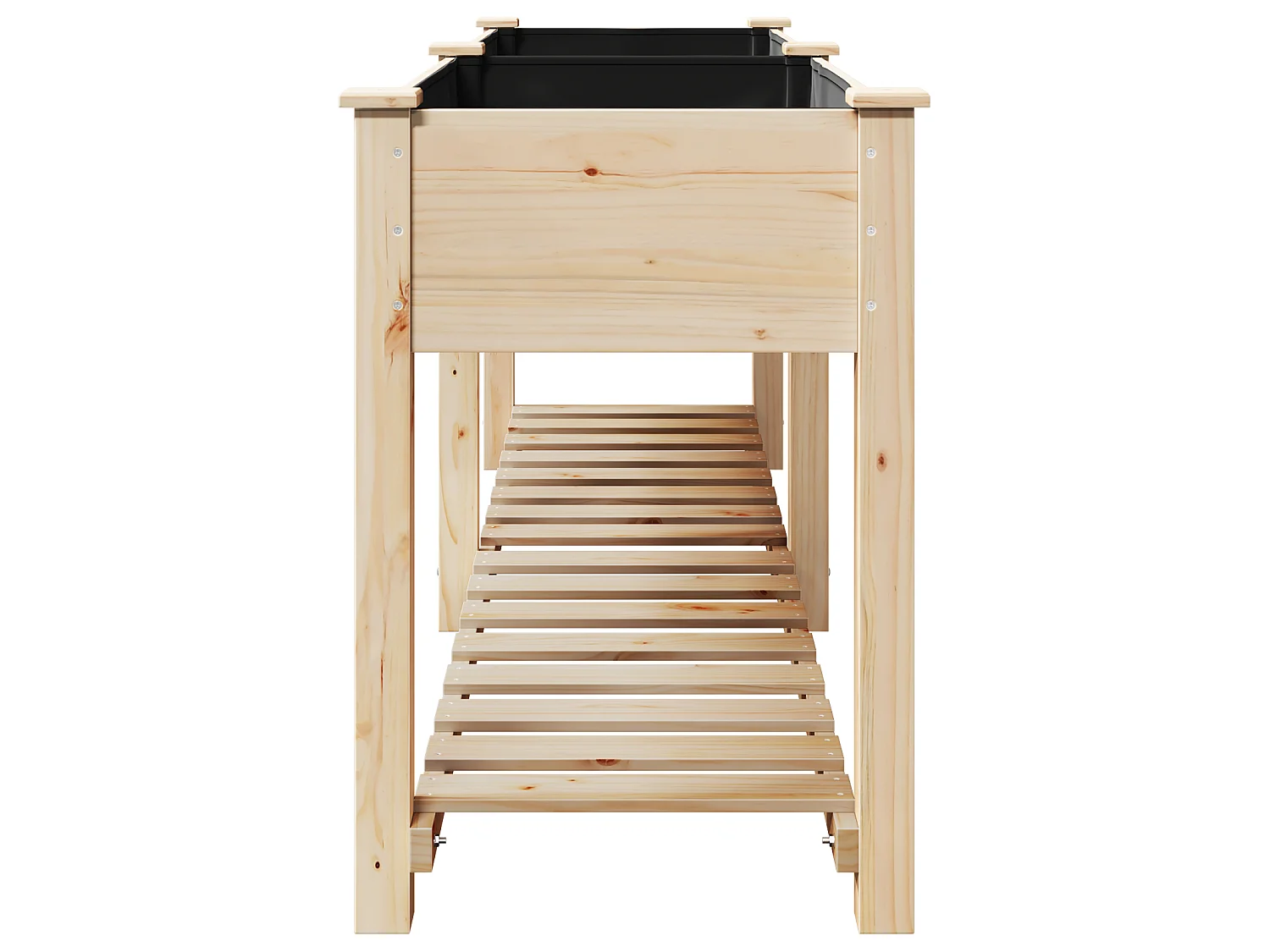 Plantenbak met plank 203x53x76 cm van massief dennenhout