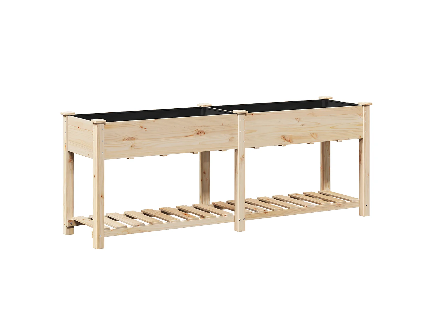 Plantenbak met plank 203x53x76 cm van massief dennenhout