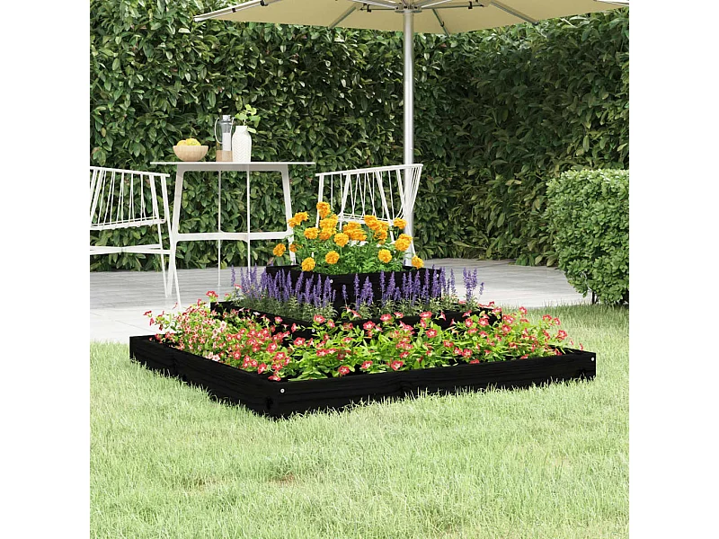 Jardinière Noir 80x80x27 cm Bois massif de pin