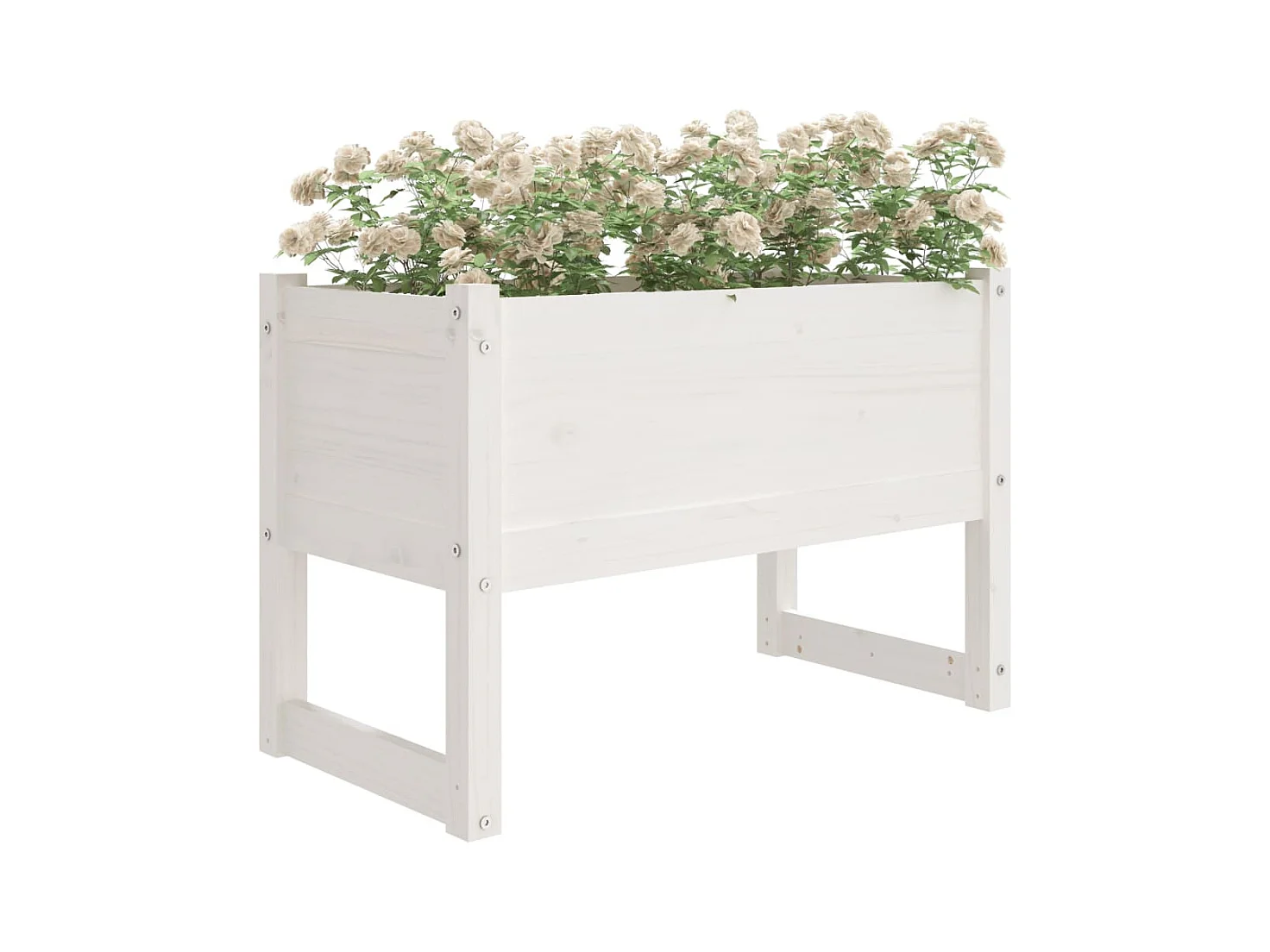 Jardinière Blanc 78x40x52 cm Bois massif de pin