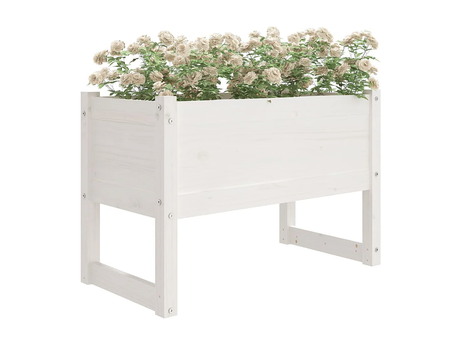 Jardinière Blanc 78x40x52 cm Bois massif de pin