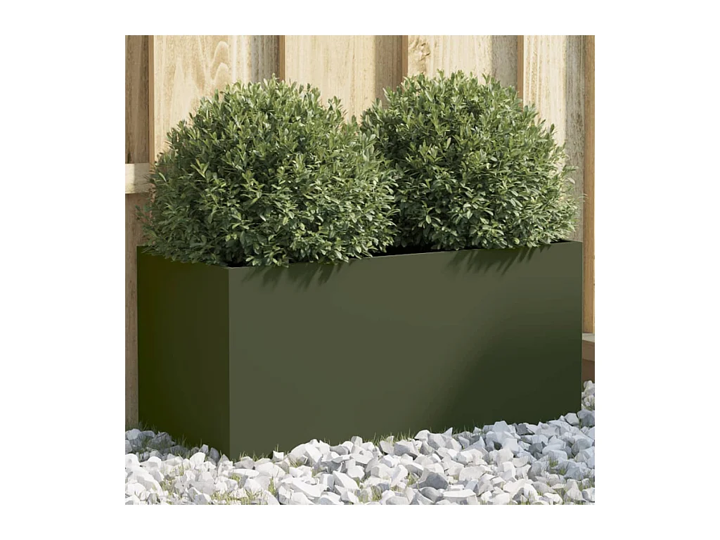 Fioriera verde oliva 62x30x29 cm in acciaio