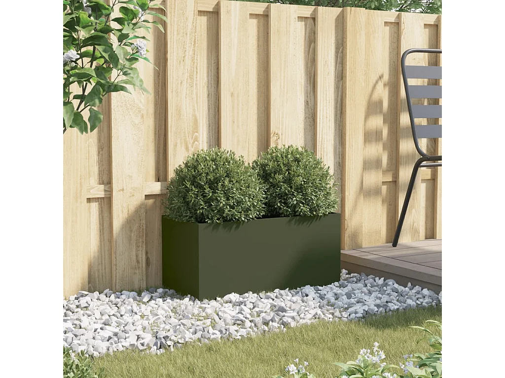 Fioriera verde oliva 62x30x29 cm in acciaio