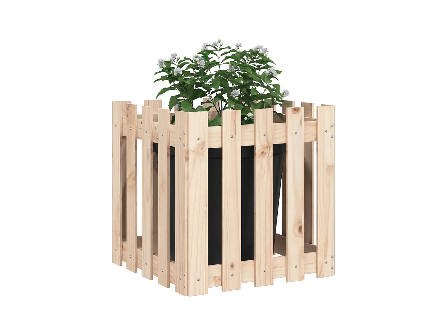Jardinière avec design de clôture 50x50x50 cm pin massif