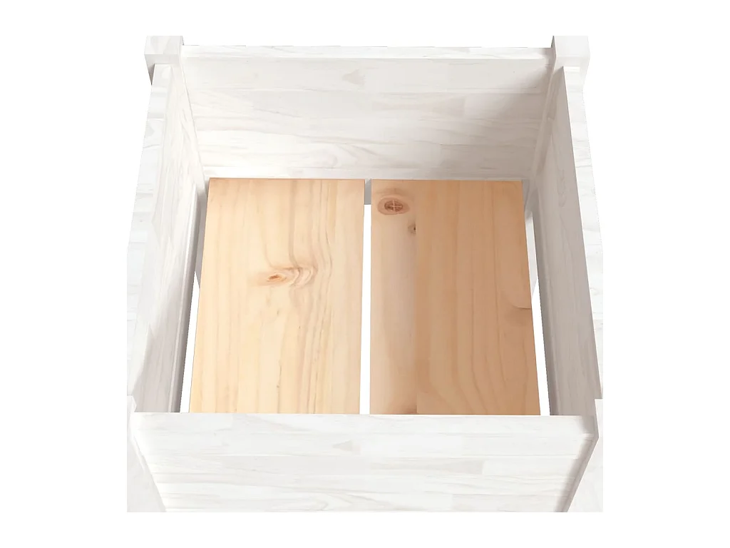 Witte plantenbak 50x50x70 cm massief grenenhout