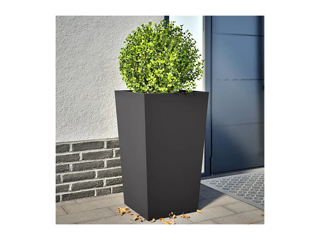 Fioriere 2 pz nere 45x45x75 cm acciaio