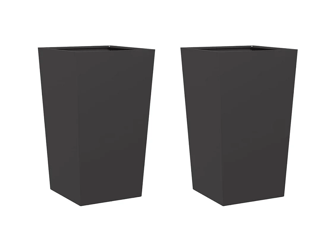 Fioriere 2 pz nere 45x45x75 cm acciaio
