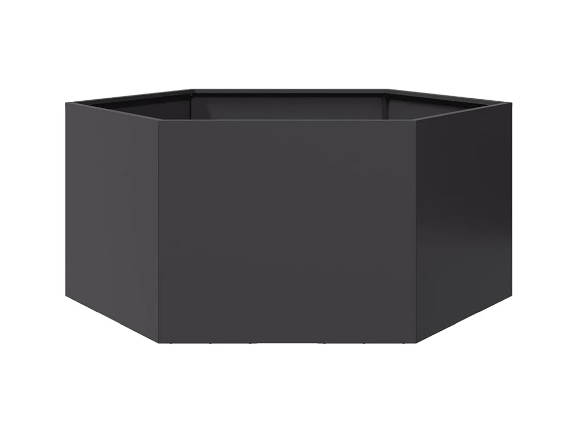 Schwarzer sechseckiger Blumentopf 104x90x45 cm Stahl
