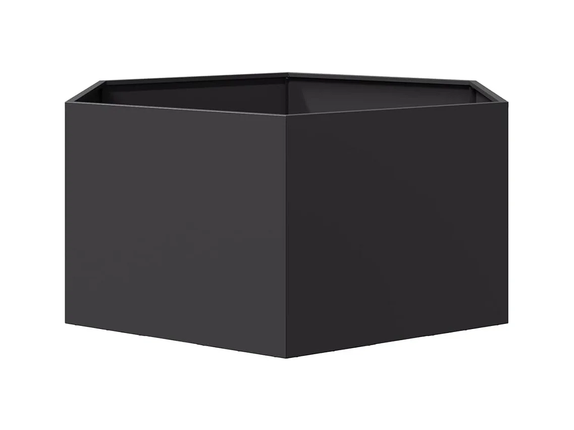 Schwarzer sechseckiger Blumentopf 104x90x45 cm Stahl