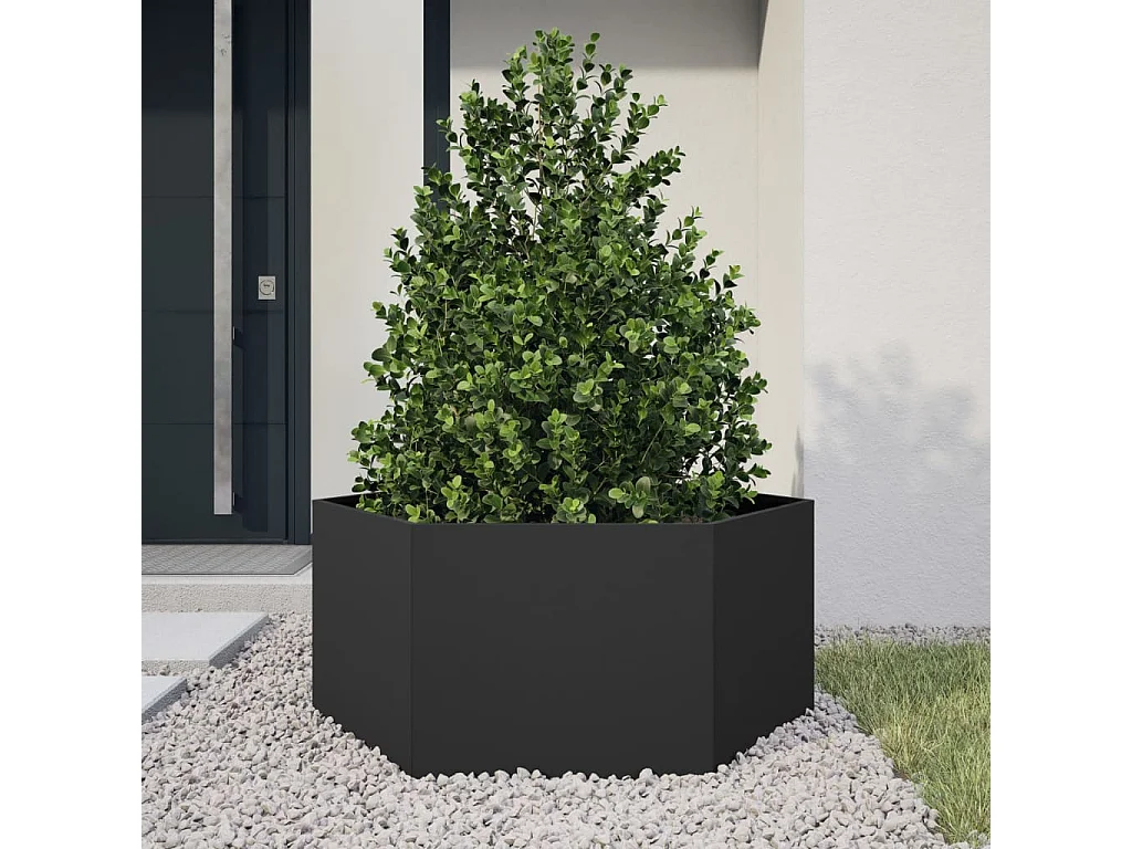 Jardinière noir hexagone 104x90x45 cm acier