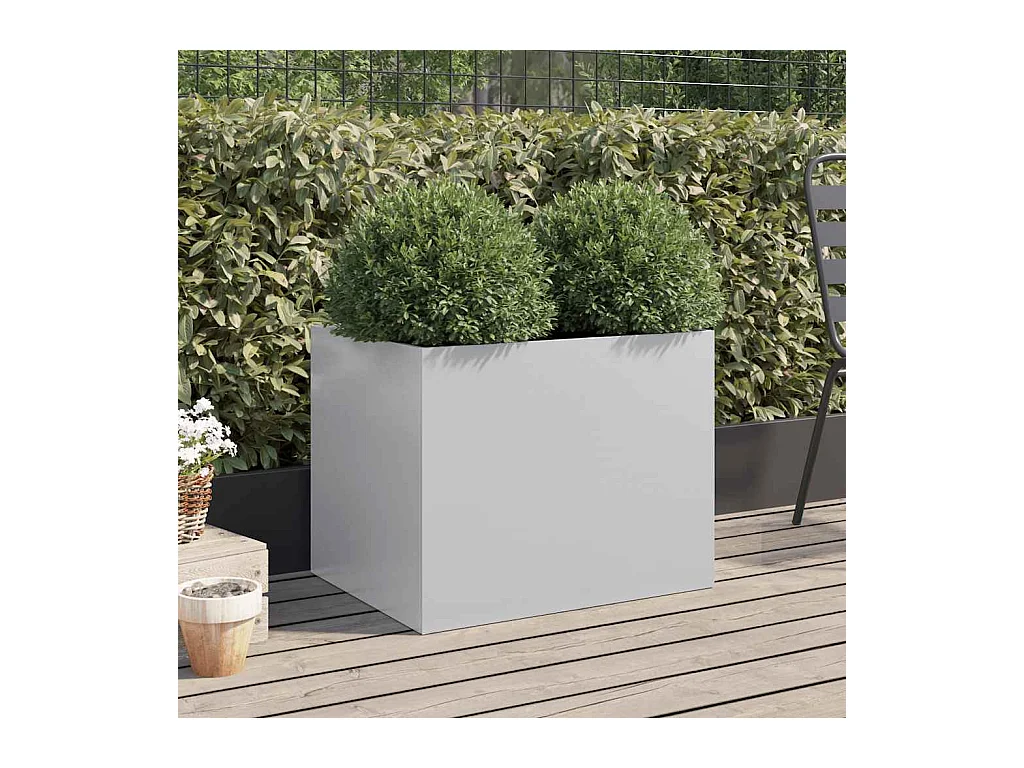 Jardinière argenté 62x47x46 cm acier galvanisé